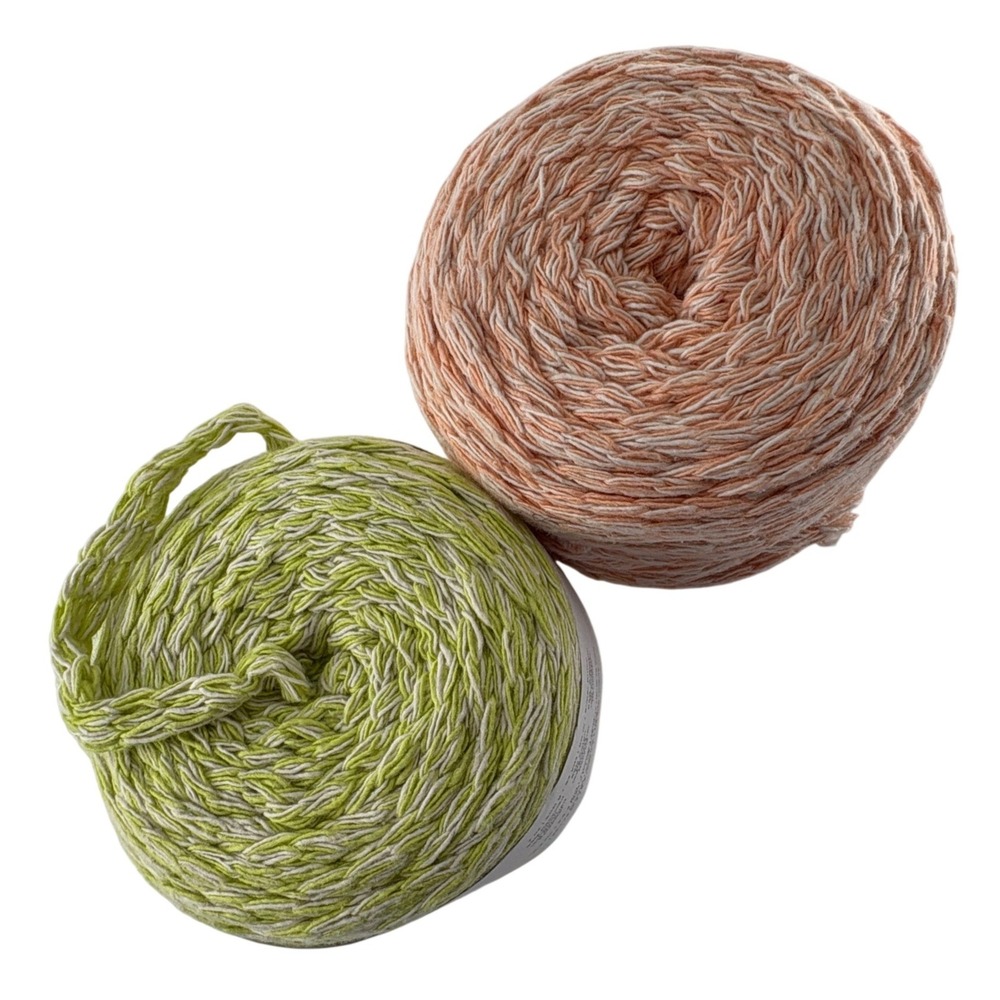 Universal Yarn Clean Cotton Big Lot 2 Skeins Marled Green Orange Super Bulky
